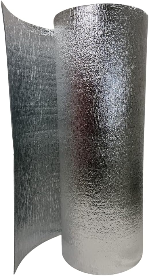 Alu Dämmmatte 5 mm - 10m x 1m Beidseitig aluminiumkaschierte PE-Schaum Alu Isoliermatte 5mm - 10m x