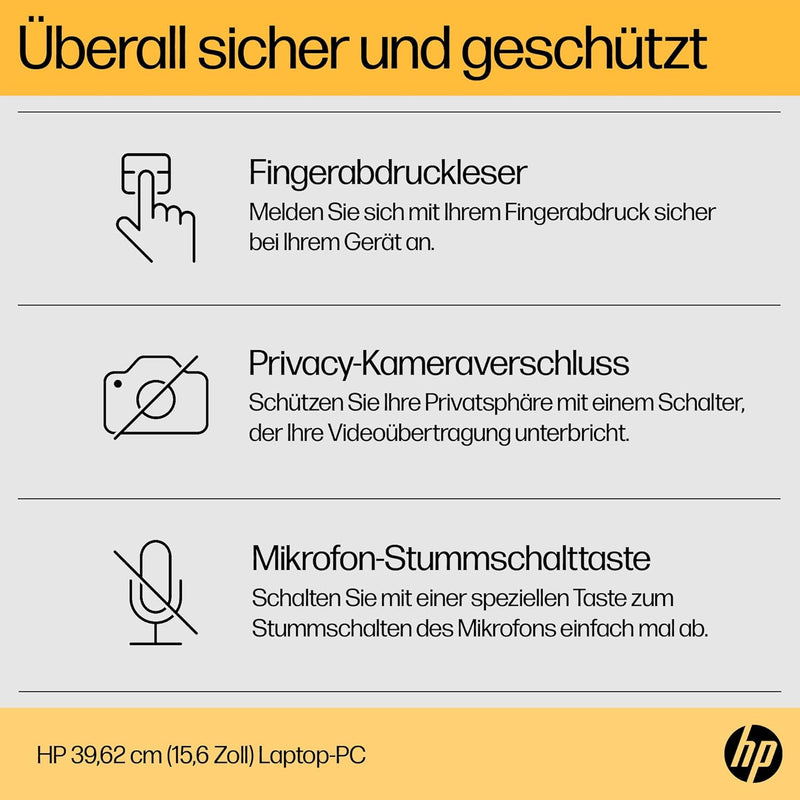 HP Laptop, 15,6" FHD Display, AMD Ryzen 5 7520U, 16 GB DDR5 RAM, 512 GB SSD, AMD Radeon-Grafik, Wind