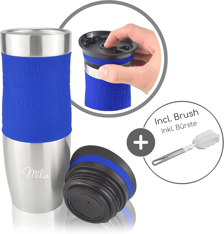 Milu Thermobecher 370ml 450ml Isolierbecher Kaffeebecher to go - 100% Auslaufsicher - Trinkbecher au