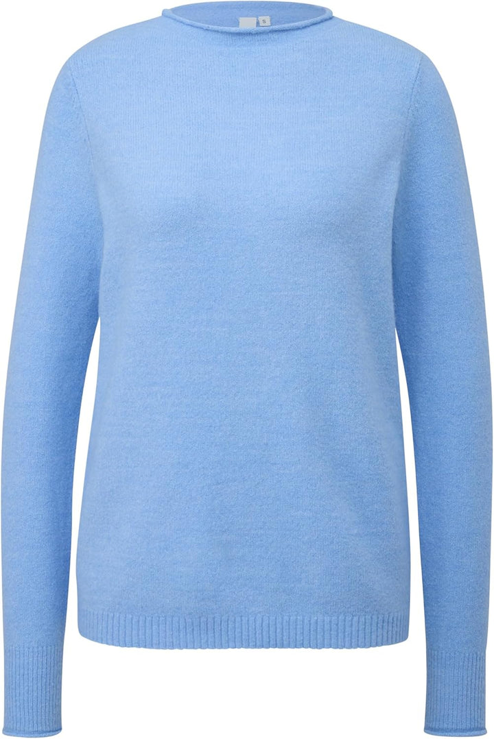 s.Oliver Damen Pullover mit Rollsaumblende, S Blau