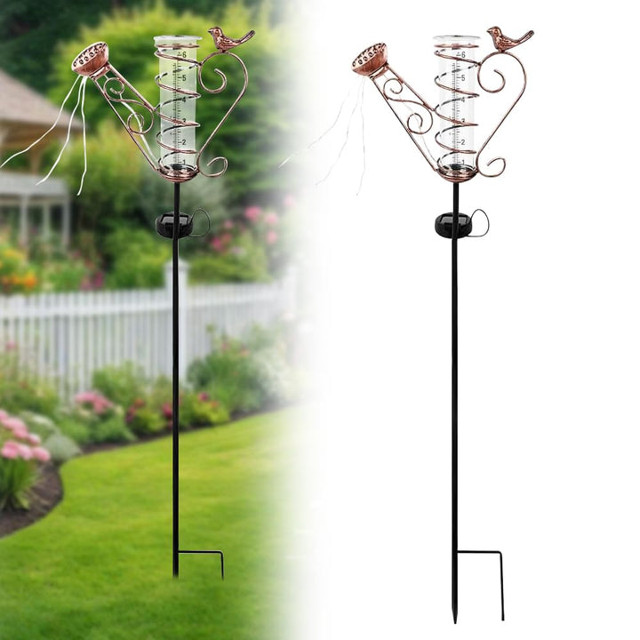 Regenmesser für Garten, Solar Outdoor Regenmesser Frostsicher, Niederschlagsmesser mit Erdspiess und