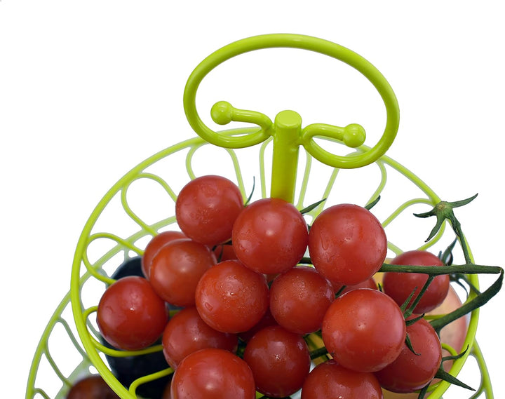 Azatemgo 3-Stöckige Obstschale aus Metall - Stark &amp; Robust 45x30cm, Grün, Grün