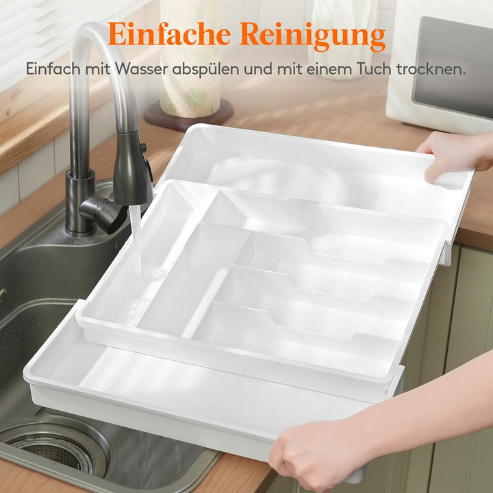 Lifewit Besteckkasten für Schubladen 40 50, verstellbarer Kunststoff Organizer Küche Tiefe 42,4 cm,