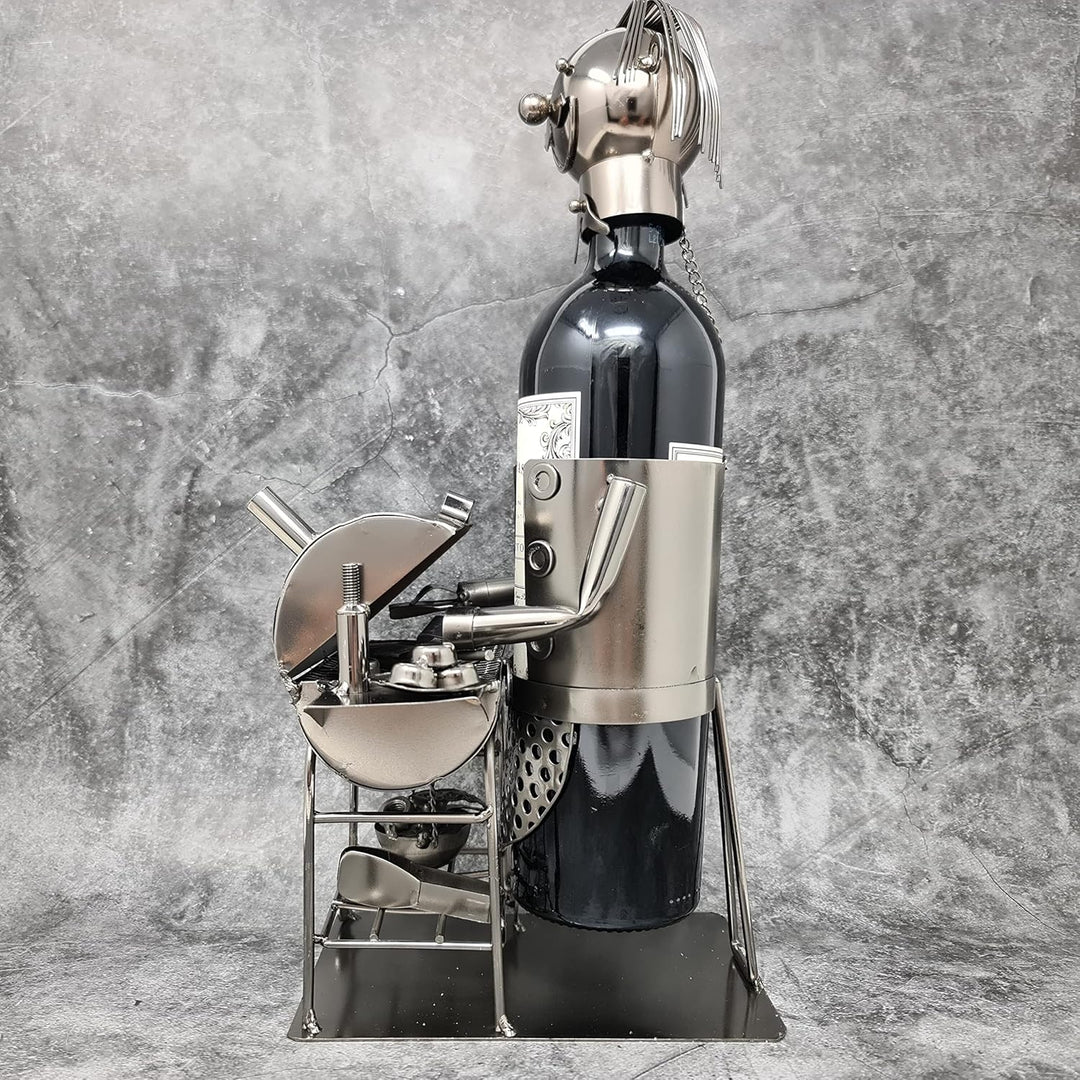 Extravaganter Wein Flaschenhalter Modernes Barbecue aus Metall Höhe 31 cm