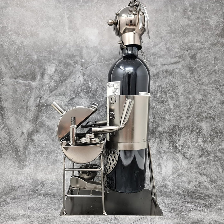 Extravaganter Wein Flaschenhalter Modernes Barbecue aus Metall Höhe 31 cm