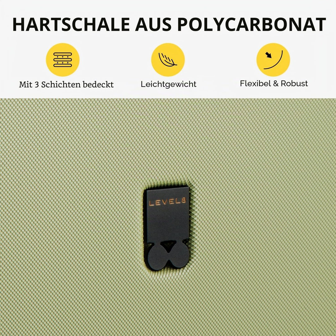 LEVEL8 Handgepäck Koffer, Leichtgewicht aus 100% Polycarbonat,Koffer Trolleys Hartschalen,Trolley Ca