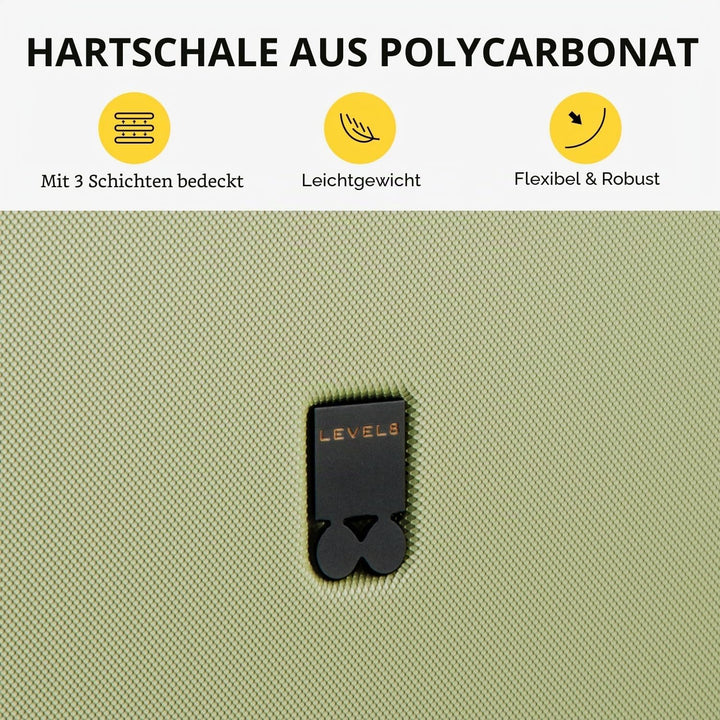 LEVEL8 Handgepäck Koffer, Leichtgewicht aus 100% Polycarbonat,Koffer Trolleys Hartschalen,Trolley Ca