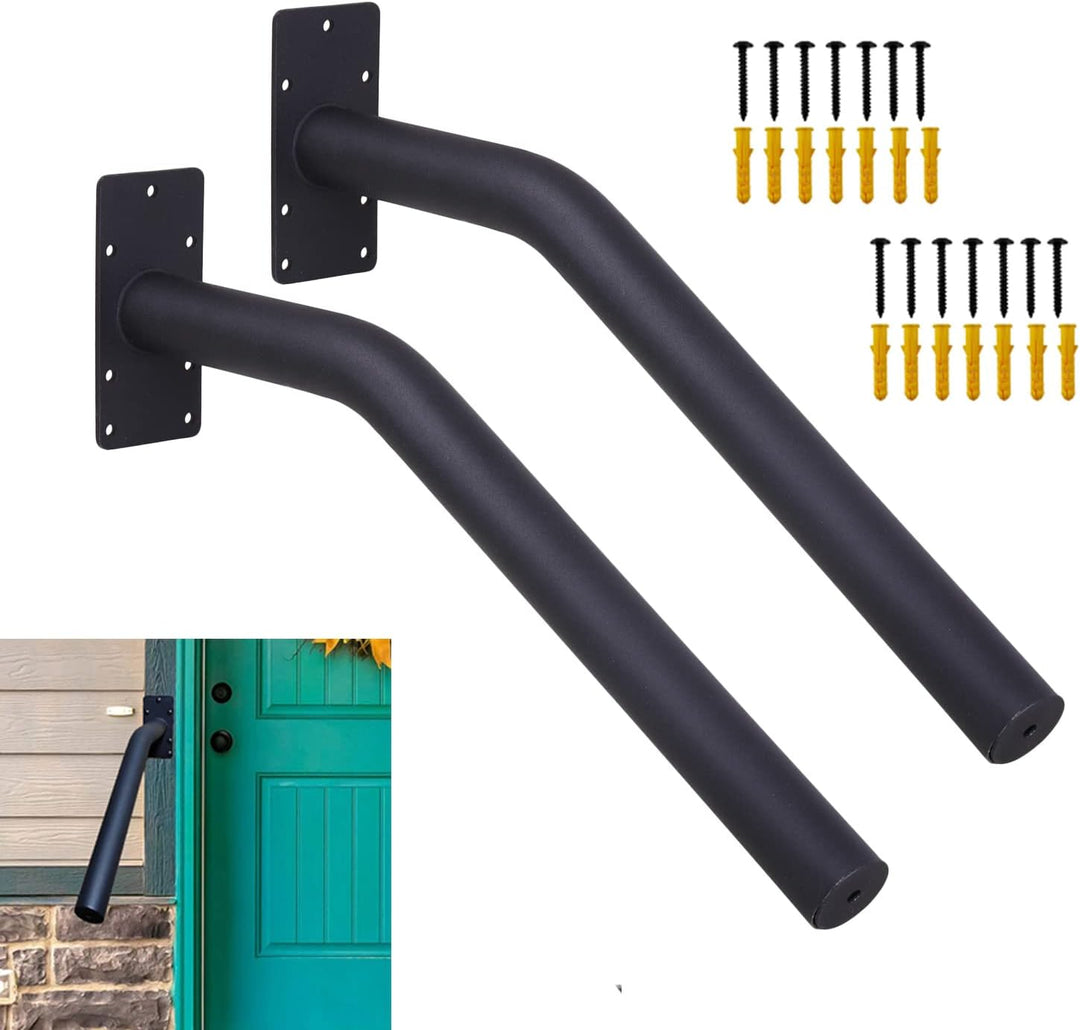 VANROUG 2 Stück Schwarze Übergangshandläufe Handläufe für Outdoor-Stufen, Fit 1 oder 2 Stufen Outdoo