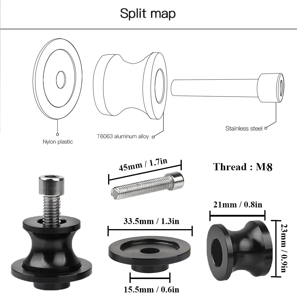 2pcs Montageständer Racingadapter M8*1,5 Bobbins CNC Ständeraufnahme Für S1000R S1000RR S1000XR S100
