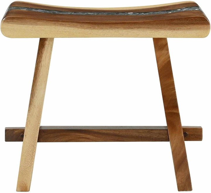 Mangloder Duschhocker aus massivem Suarholz Natur 50 x 30 x 44 cm handgefertigt mit PU-Beschichtung,