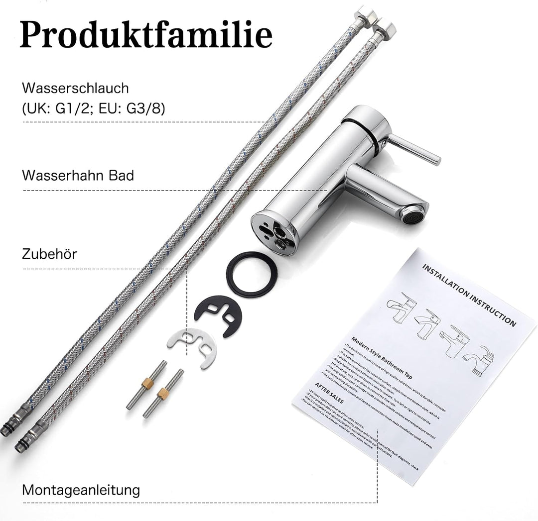 kisimixer Wasserhahn Bad Mischbatterie, Einhebelmischer Waschbecken Armaturen für Badezimmer, Modern