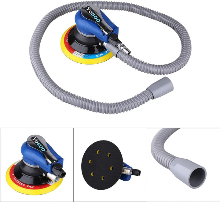 Exzenterschleifer 150mm, 10.000 U/min Druckluft Exzenterschleifer mit Staubfangbeutel & Absaugschlau