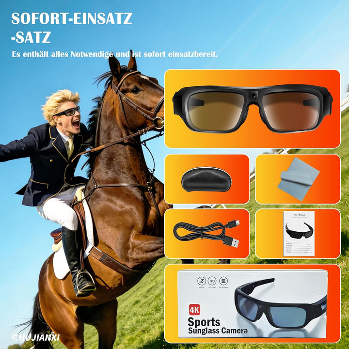 Brille mit Kamera 4K, 2026 Neu Videobrille Actionkameras für Männer