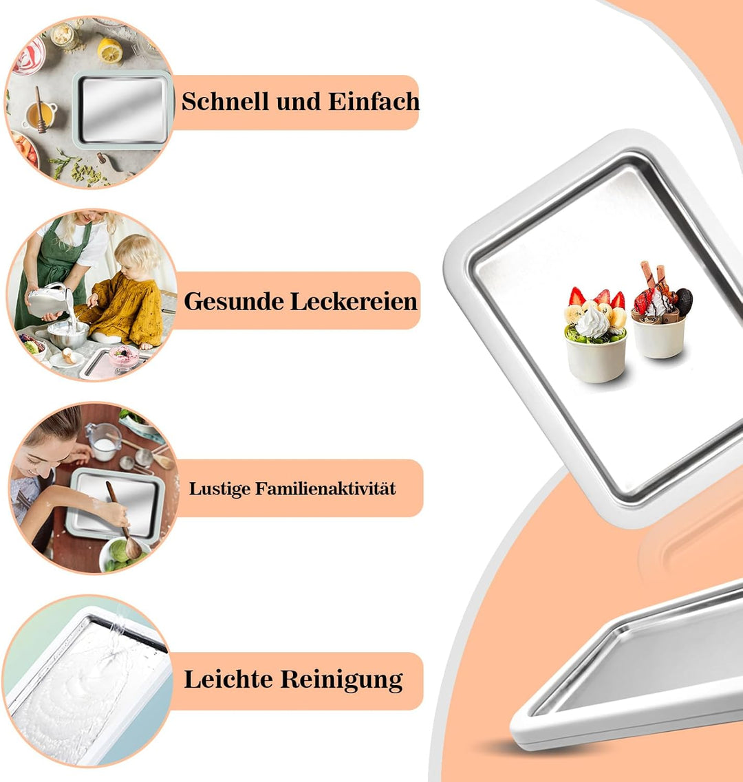 Eisplatte Eis Rolls zum Eis Machen DIY, Ice Cream Machine rolls maker mit 2 Spateln, Gelato Rollmasc