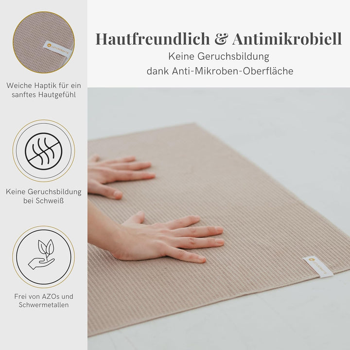 Lotuscrafts® Yoga Handtuch rutschfest für Hot Yoga oder Yogatuch Auflage für Yogamatte, Anti-Rutsch