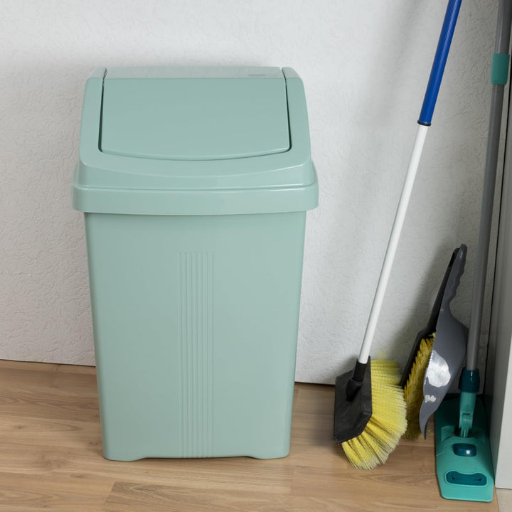 2x Mülleimer mit Schwingdeckel grün 50L Mülltrennung Deckel Müllkorb Büro Silbergrün 2 x 50 Liter, S