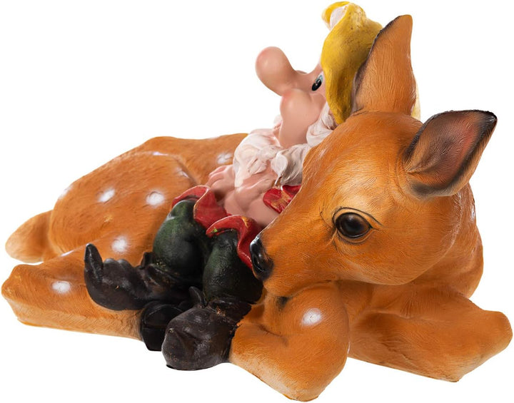 Grosser Zwerg mit REH Gartenzwerg Gartenwichtel NF15176 Gross 37cm Figur Dekozwerg Gartenzwerg " Reh