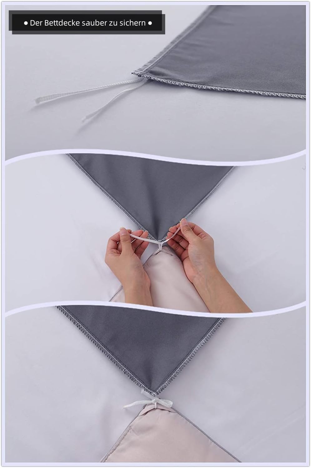 AYSW 100% Baumwolle Bettwäsche mit Reissverschluss 135x200 cm Hellgrau 1 Bettbezug mit 1 Kopfkissenb