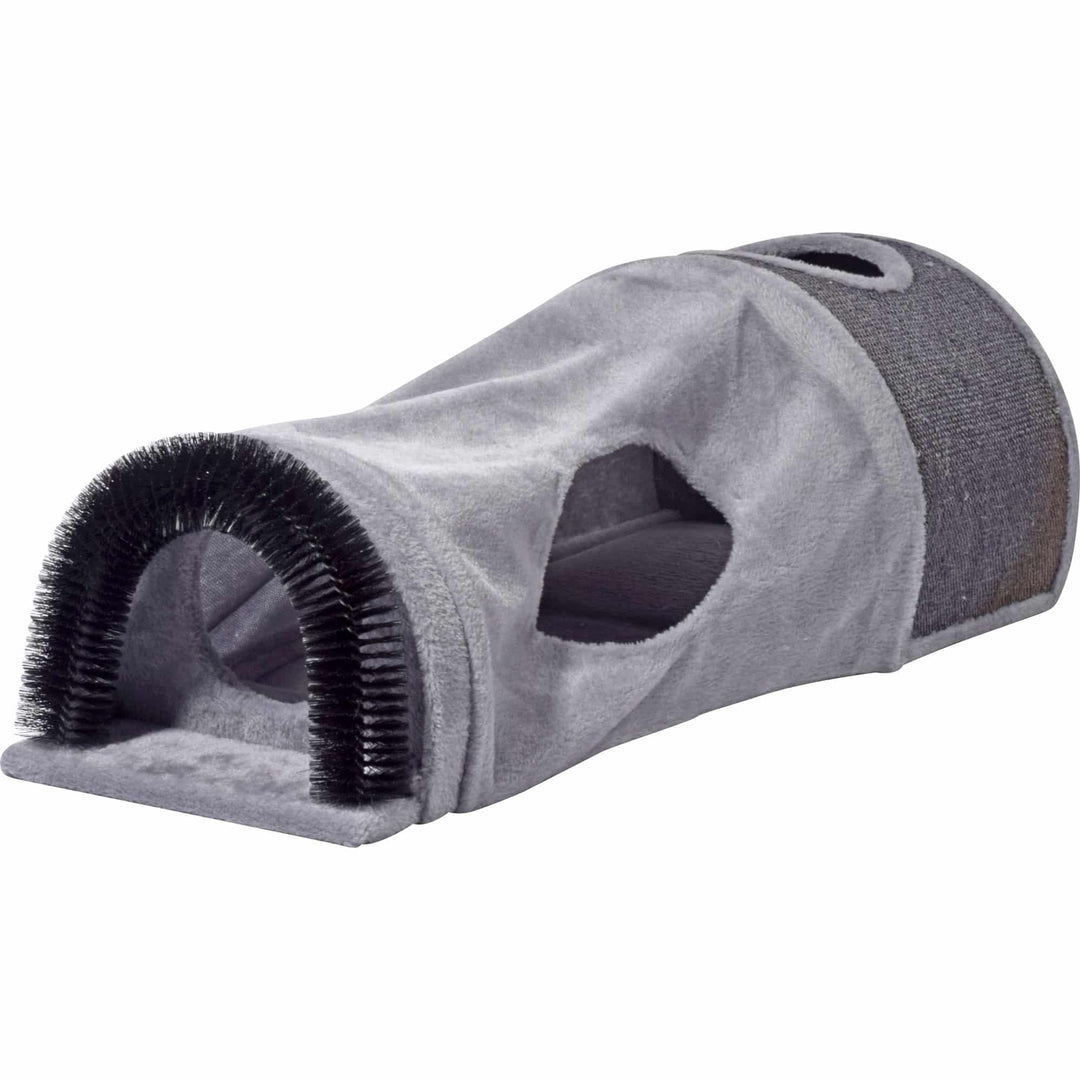 dobar® 43408FSCe Faltbare Katzenhöhle - Katzentunnel - Kratzfläche & Spielball - Spieltunnel Plüsch