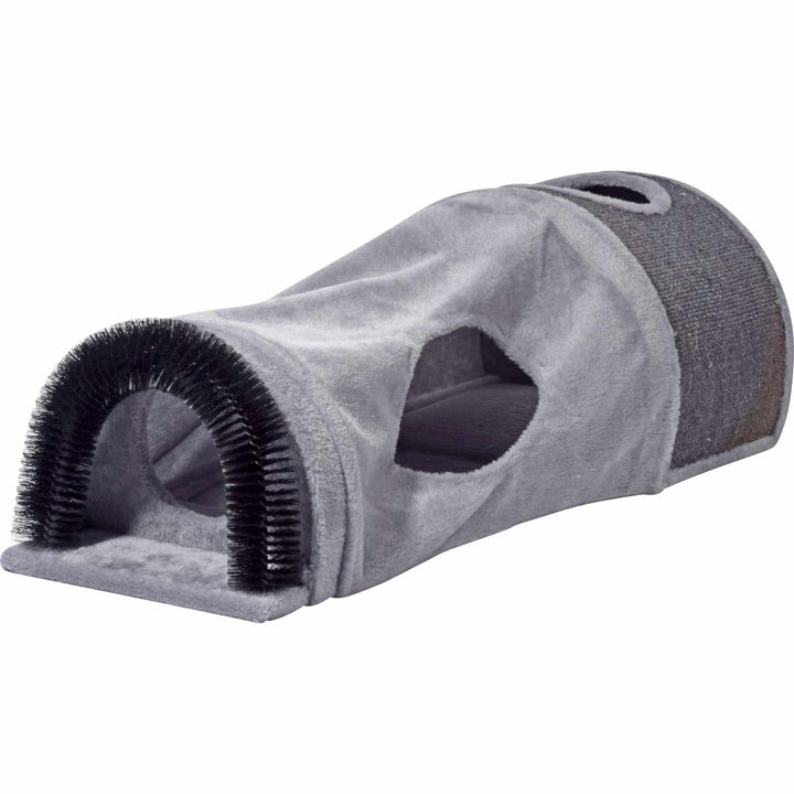 dobar® 43408FSCe Faltbare Katzenhöhle - Katzentunnel - Kratzfläche & Spielball - Spieltunnel Plüsch