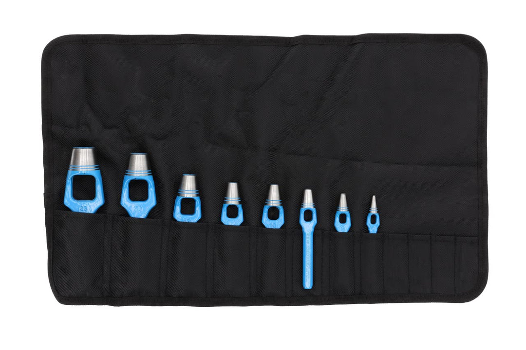 GEDORE Henkellocheisen-Satz, Set 8-teilig, Ø 3 - 25 mm, Gummi Leder Dichtungen Stoff, rund, Stanzeis