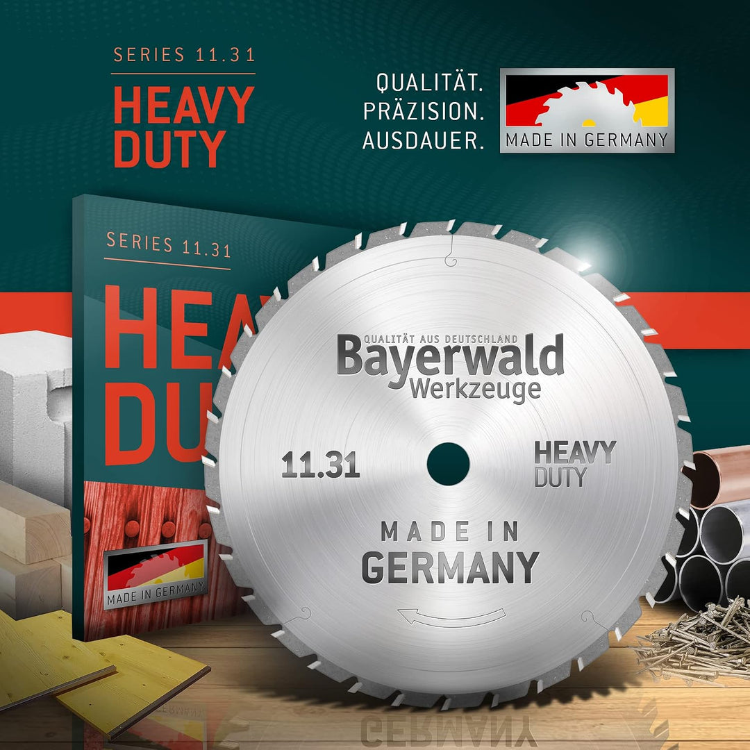 Bayerwald - HM Kreissägeblatt - Ø 160 mm x 3 mm x 20 mm | Flachzahn mit Fase (12 Zähne) | Nebenlöche