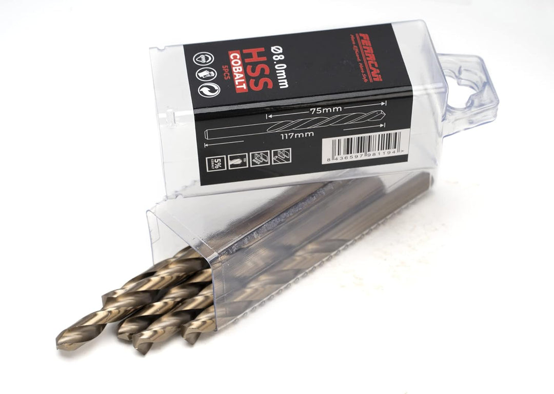 Ferrcan HSS Metallbohrer DIN338 M35 kobalt 7-13mm mm (5er Pack) (8mm), 8mm