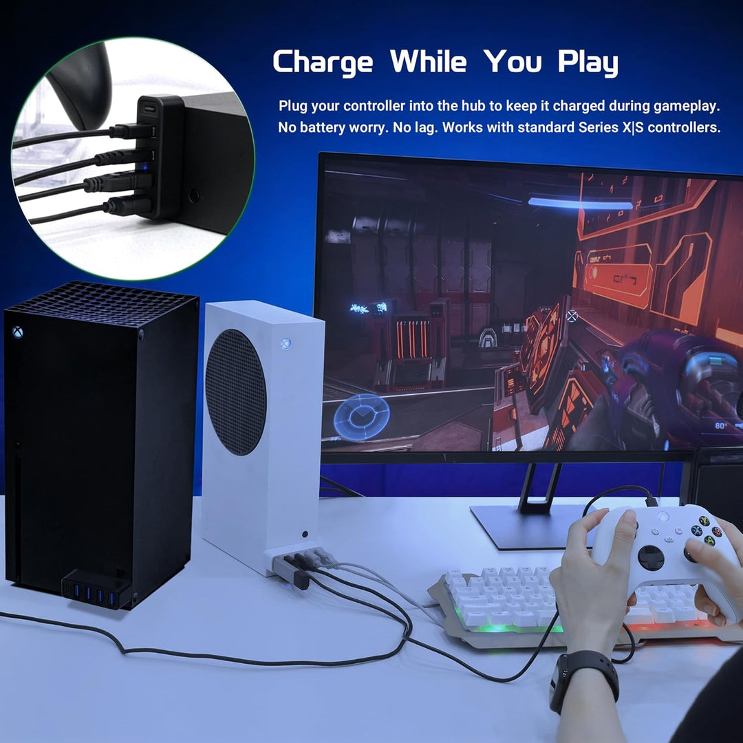 Joso USB-Hub mit 5 Anschlüssen für die Xbox-Serie, Hochgeschwindigkeits-USB-Anschluss ExpanderAdapte