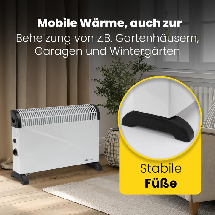 Clatronic® Konvektor-Heizung | Mobile Wärme für Zuhause | Elektroheizung mit 3 Heizstufen | Heizung