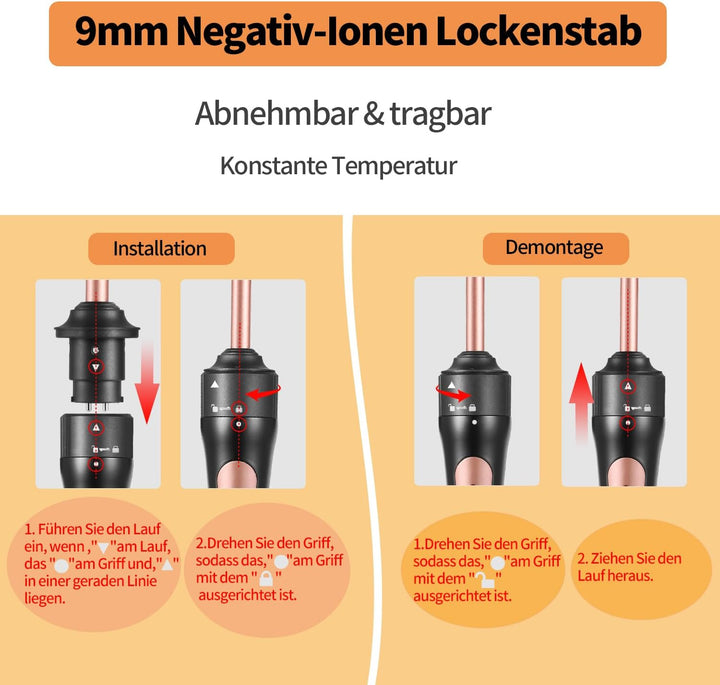 Lockenstab Kleine Locken, Haglater Mini Lockenstab 9mm 80-230℃, keramischer Lockenstab 40s Schnelles