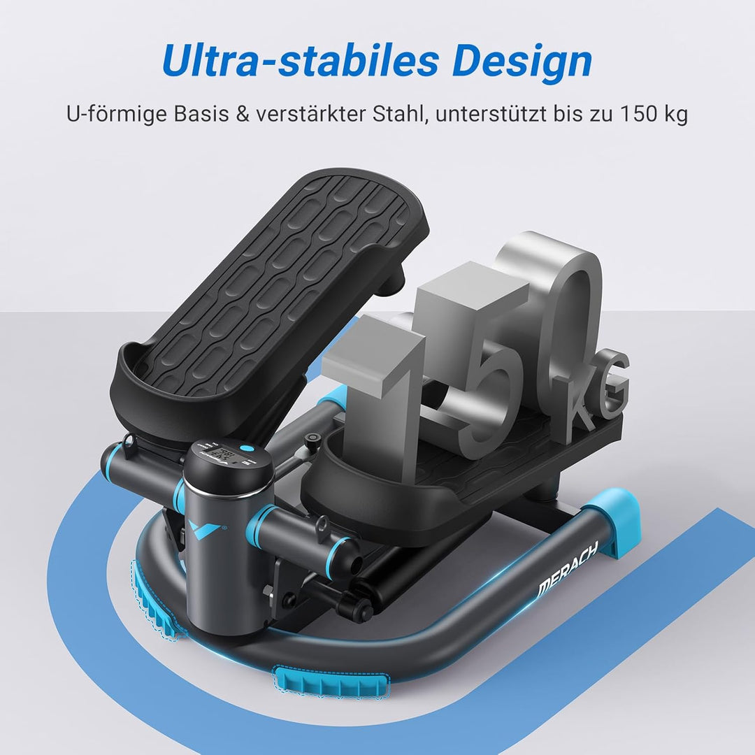 MERACH Mini Stepper für Zuhause, Swing Stepper mit 150 kg Belastung und Widerstandsbändern, Twist St
