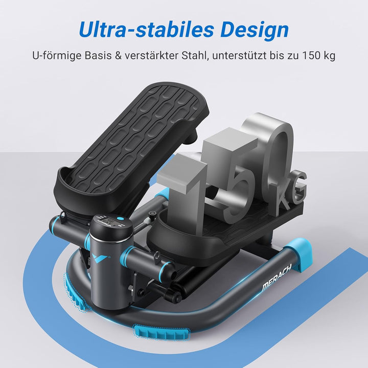 MERACH Mini Stepper für Zuhause, Swing Stepper mit 150 kg Belastung und Widerstandsbändern, Twist St