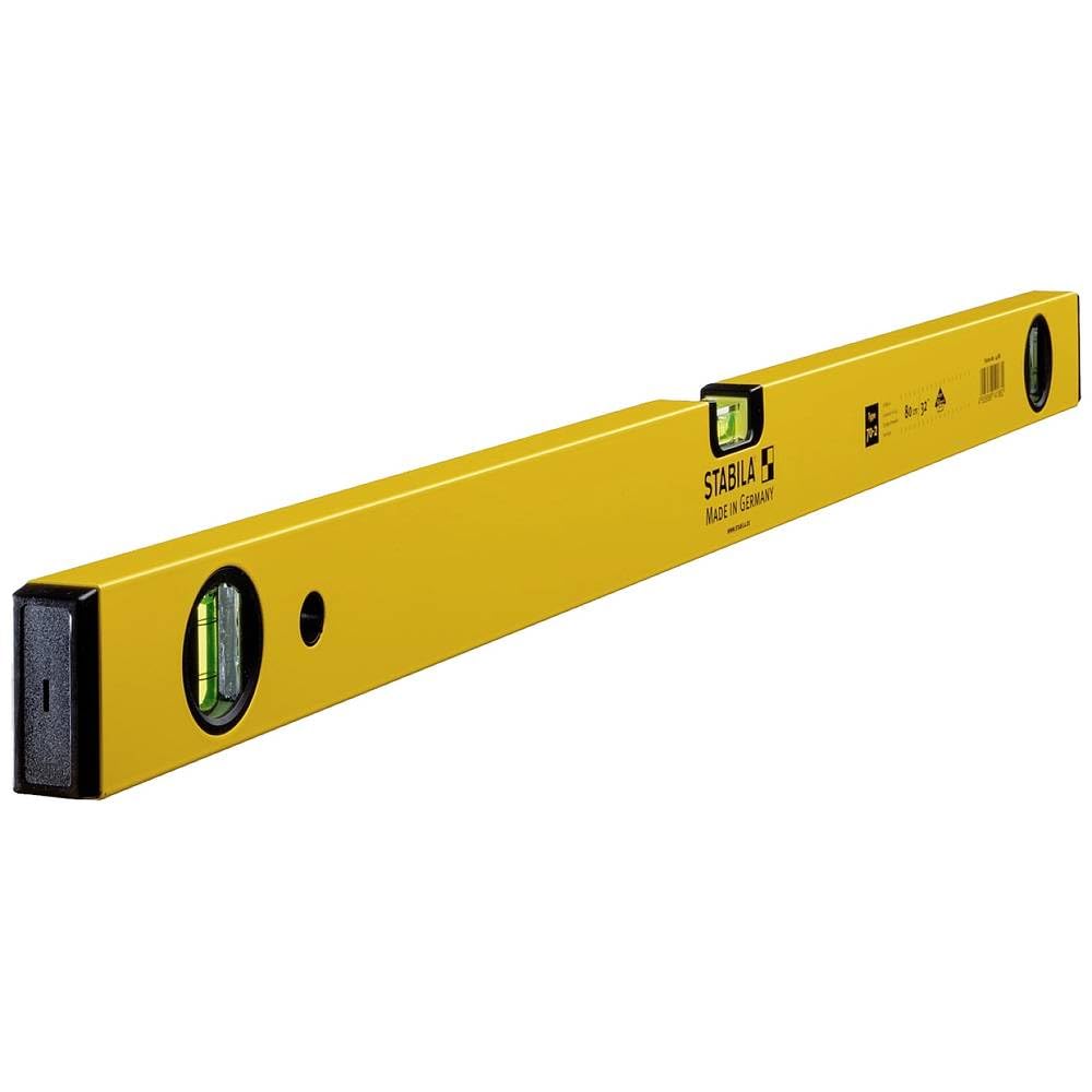 STABILA Wasserwaage Type 70-2, 80 cm, leichtes Alu-Profil, 1 Horizontal-Libelle, 2 Vertikal-Libellen