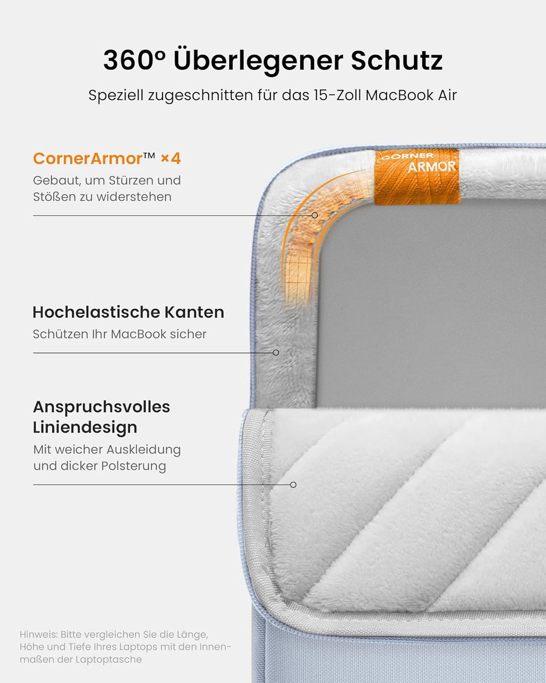 tomtoc 360° Laptop Tasche Hülle für 15-Zoll Neu MacBook Air M5 (2026), M4/A3241 (2025), M3/A3114, M2