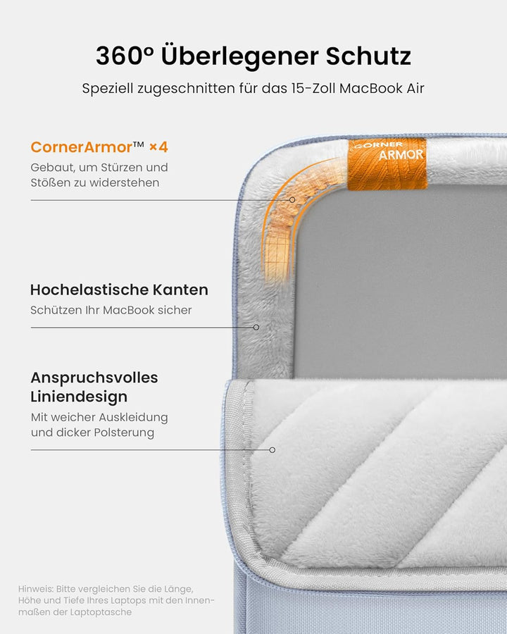 tomtoc 360° Laptop Tasche Hülle für 15-Zoll Neu MacBook Air M5 (2026), M4/A3241 (2025), M3/A3114, M2