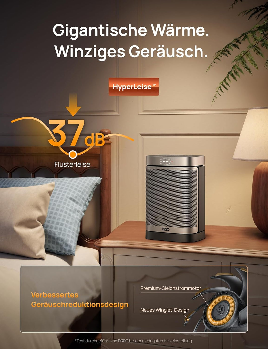 Dreo Heizlüfter Energiesparend Leise, 1500W Heizung Elektrisch mit Fernbedienung, 70° Oszillierend E