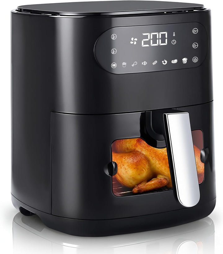 Citybee 6L Heissluftfritteuse mit beleuchtetem Sichtfenster - Extra Leiser Airfryer, 7 Programme & T