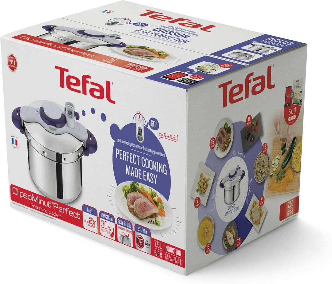 Tefal P46207 | Clipso Minut' Perfect Schnellkochtopf | mit Garbkorb und Timer | 6Liter | edelstahl/w
