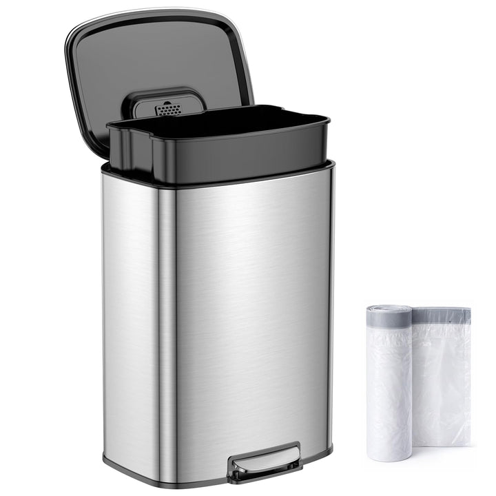 YEAUPE PRO Mülleimer Küche 50L Edelstahl, Treteimer mit Deckel Soft Close, Abfalleimer mit Herausneh