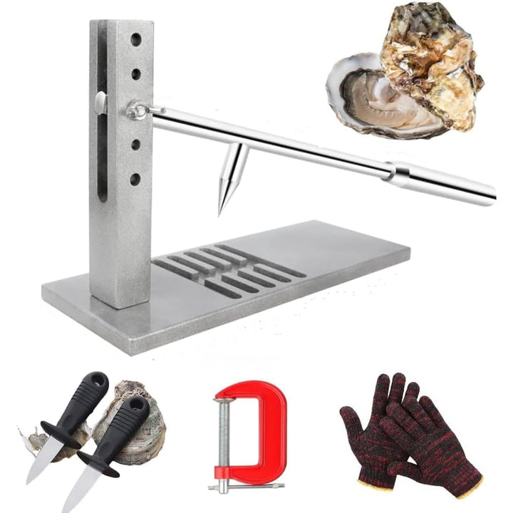 Austernmesser, Professionelles Set zum Öffnen von Austern, Mit Handschuhen und Fixierclip Aus Alumin