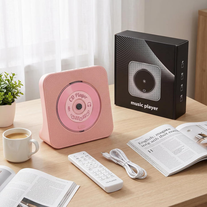 KOVCDVI CD Player mit Lautsprecher CD Player Bluetooth 5.0 CD-Player Desktop mit Fernbedienung Staub