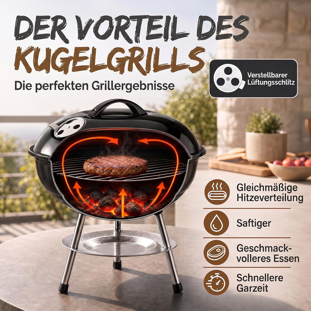Micro BBQ Campinggrill Kugelgrill Mini Grill; Kompakter Reise Holzkohle-Grill Tischgrill Edelstahl e