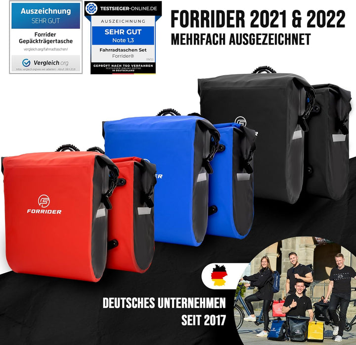 Forrider 2er Set Fahrradtaschen für Gepäckträger Wasserdicht Reflektierend | Gepäckträgertaschen 50L
