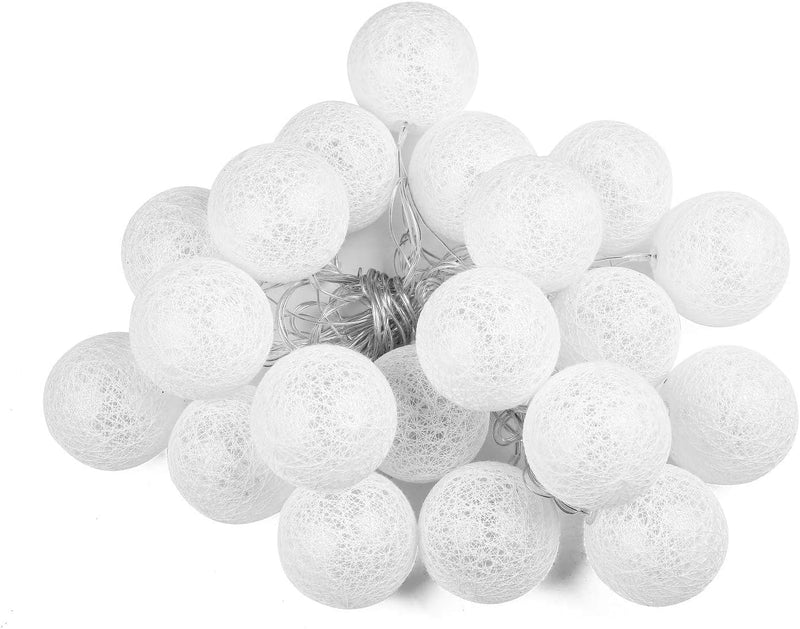 LED Lichterkette Baumwollkugeln Batteriebetrieben, 3,3m 20er Cotton Ball Lichterketten Kugeln Nachtl