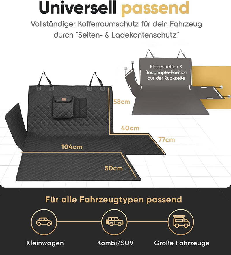 HELDENWERK Kofferraumschutz Hund gesteppt mit Seiten- und Ladekantenschutz I Hundedecke Auto Kofferr