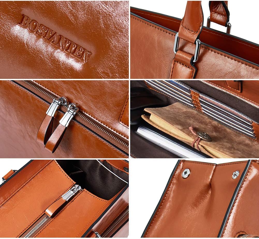 BOSTANTEN Leder Aktentaschen Damen 15.6 Zoll Laptoptaschen Frauen Businesstasche Schultertasche mit