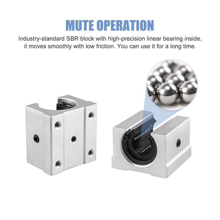 CNCMANS Linearführung Linearschiene 2Stück SBR12-800mm Edelstahl Führungsschiene mit 4Stück SBR12UU