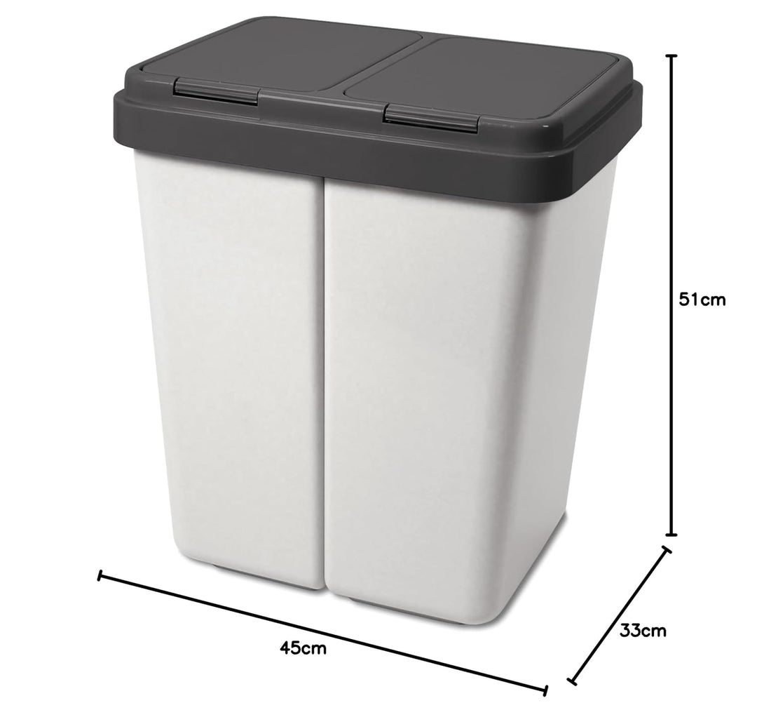 Gardissimo Duo Bin Müllbehälter Mix inkl. 2 Ersatzfedern mit Deckel 2 x 25 Liter, Kunststoff Mülleim