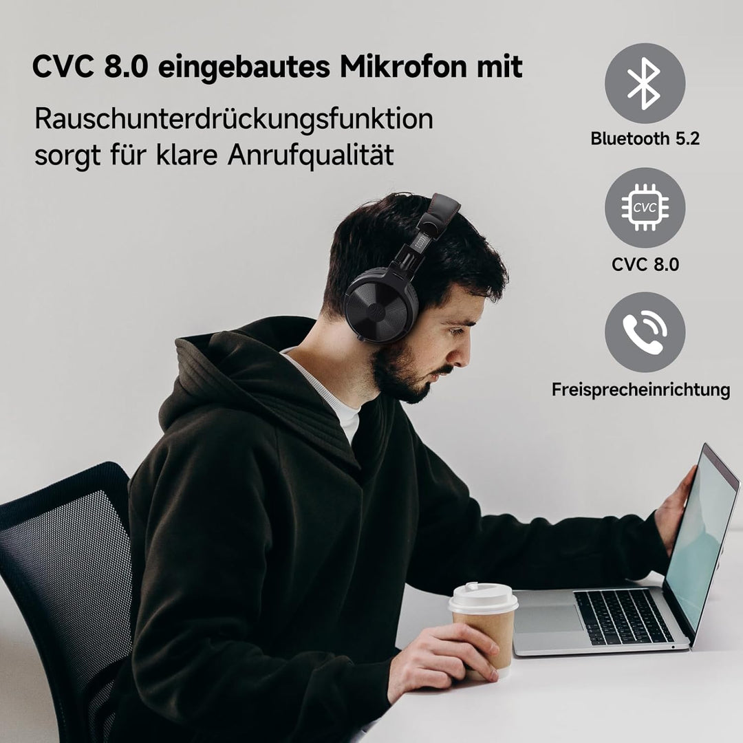 OneOdio Bluetooth Kopfhörer Over Ear [Bis zu 110 Std & BT 5.2] Kopfhörer Kabellos Bluetooth mit 50mm