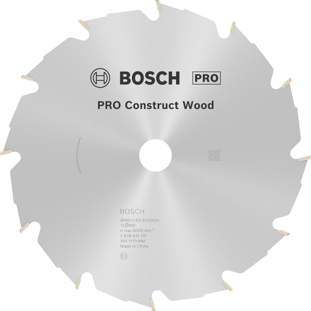Bosch 1x PRO Construction Wood Kreissägeblatt für Netz-Handkreissägen (für Bauholz mit Mörtel und Nä